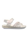 White Glittery Childrens Flat Sandals 24-400 P