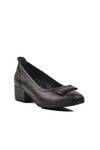 Black Genuine Leather Womens High Heel Shoes 2312514K Z