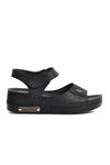 Black Womens Flat Sandals 07-109 RR Z