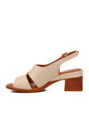 Beige Genuine Leather Womens Heeled Sandals 2311510Y Z