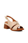 Beige Genuine Leather Womens Heeled Sandals 2311510Y Z
