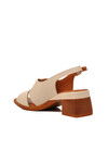 Beige Genuine Leather Womens Heeled Sandals 2311510Y Z