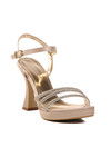 Gold Thin Heeled Womens High Heel Shoes 448186 Z