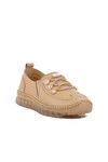 Beige Genuine Leather Anatomic Womens Casual Shoes 9871 Z