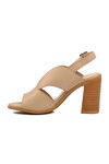 Beige Genuine Leather Womens Heeled Sandals 24381500 Z