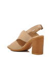 Beige Genuine Leather Womens Heeled Sandals 24381500 Z