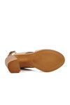 Beige Genuine Leather Womens Heeled Sandals 24381500 Z