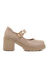 Beige Heeled Womens Casual Shoes 572403 Z