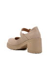 Beige Heeled Womens Casual Shoes 572403 Z