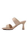 Beige Womens Heeled Slippers 576006 Z