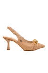 Beige Thin Heeled Womens Evening Shoes PC-54739 Z