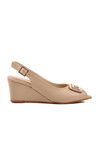 Beige Wedge Heel Womens Evening Shoes 312334 Z