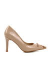 Beige Patent Leather Thin Heeled Womens Evening Shoes 312301 Z