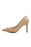 Beige Patent Leather Thin Heeled Womens Evening Shoes 312301 Z