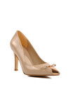 Beige Patent Leather Thin Heeled Womens Evening Shoes 312301 Z