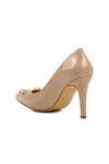 Beige Patent Leather Thin Heeled Womens Evening Shoes 312301 Z