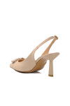 Beige Satin Thin Heeled Womens Evening Shoes 575010 Z