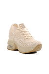 Beige Knitted Air Sole Womens Sneaker 25Y300-20 Z