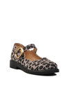Gray Leopard Patterned Belted Womens Ballerinas 572407 Z