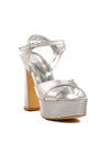 Silver Platform Heel Womens Evening Shoes 655417 Z