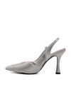 Silver Thin Heeled Womens Evening Shoes 658227 Z