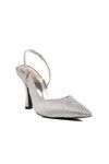 Silver Thin Heeled Womens Evening Shoes 658227 Z