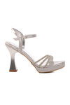 Silver Thin Heeled Womens High Heel Shoes 448186 Z