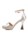 Silver Satin Thin Heel Womens High Heel Shoes 448183 Z
