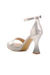Silver Satin Thin Heel Womens High Heel Shoes 448183 Z