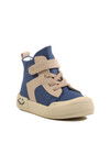 Navy Blue Linen Ankle Length Velcro Unisex Kids Sneaker 7465 B