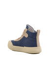 Navy Blue Linen Ankle Length Velcro Unisex Kids Sneaker 7465 B