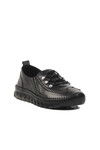 Black Genuine Leather Anatomic Womens Casual Shoes 9871 Z