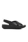 Black Genuine Leather Velcro Womens Sandals Z265 Z