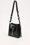 Black Wrinkled Patent Leather Womens Hand and Shoulder Bag 930126