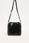 Black Wrinkled Patent Leather Womens Hand and Shoulder Bag 930126