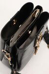 Black Wrinkled Patent Leather Womens Hand and Shoulder Bag 930126