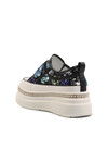 Black High Sole Stone Embroidered Womens Sneaker 25Y423-1 Z