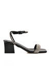 Black Stone Ankle Strap Womens Evening Shoes PC-54670 Z
