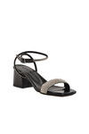 Black Stone Ankle Strap Womens Evening Shoes PC-54670 Z