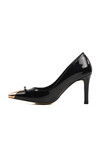 Black Patent Leather Thin Heeled Womens Evening Shoes 312301 Z