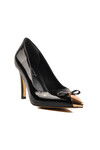 Black Patent Leather Thin Heeled Womens Evening Shoes 312301 Z