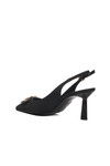 Black Satin Thin Heeled Womens Evening Shoes 575010 Z