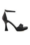 Black Satin Thin Heel Womens High Heel Shoes 448183 Z