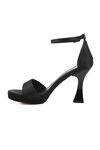 Black Satin Thin Heel Womens High Heel Shoes 448183 Z
