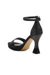 Black Satin Thin Heel Womens High Heel Shoes 448183 Z