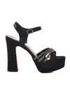 Black Satin Womens High Heel Evening Shoes 655413 Z