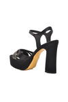 Black Satin Womens High Heel Evening Shoes 655413 Z