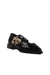 Black Leopard Patterned Belted Womens Ballerinas 458324 Z
