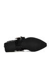 Black Leopard Patterned Belted Womens Ballerinas 458324 Z