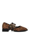 Tan Leopard Patterned Belted Womens Ballerinas 458324 Z